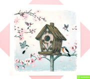 The Birdhouse Gathering, Quilling Greeting Card - Unique Dedicated Handmade Art. Design Greeting Card for all occasion by GREENHANDSHAKE