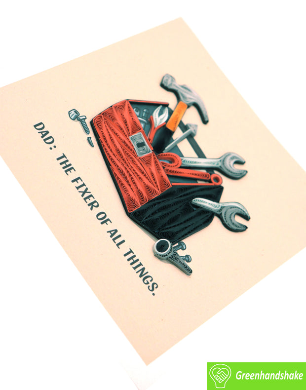 Dad, the Fixer of All, Quilling Greeting Card - Unique Dedicated Handmade Art. Design Greeting Card for all occasion by GREENHANDSHAKE