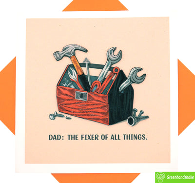 Dad, the Fixer of All, Quilling Greeting Card - Unique Dedicated Handmade Art. Design Greeting Card for all occasion by GREENHANDSHAKE
