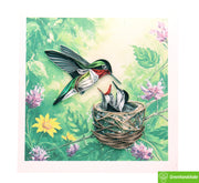 Hummingbird Love, Quilling Greeting Card - Unique Dedicated Handmade Art. Design Greeting Card for all occasion by GREENHANDSHAKE
