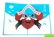 Crabby Birthday, Pop Up Card, 3D Popup Greeting Cards - Unique Dedicated Handmade/Heartmade Art. Design Greeting Card for all occasion