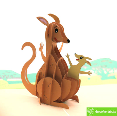 Kangaroo Moments, Pop Up Card, 3D Popup Greeting Cards - Unique Dedicated Handmade/Heartmade Art. Design Greeting Card for all occasion