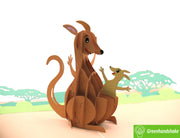 Kangaroo Moments, Pop Up Card, 3D Popup Greeting Cards - Unique Dedicated Handmade/Heartmade Art. Design Greeting Card for all occasion