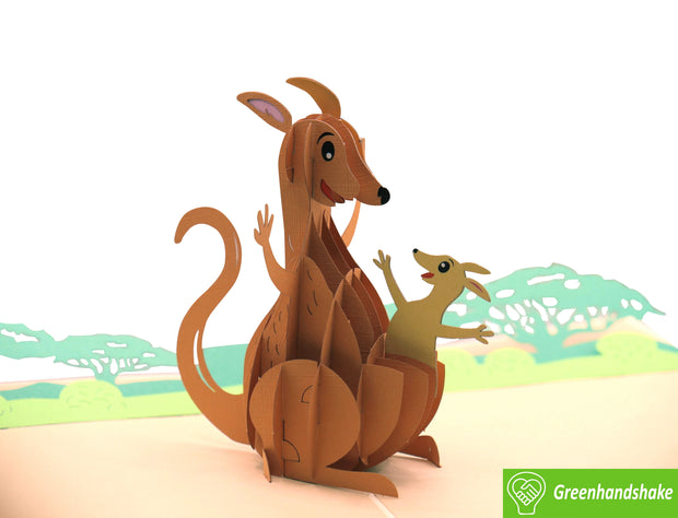 Kangaroo Moments, Pop Up Card, 3D Popup Greeting Cards - Unique Dedicated Handmade/Heartmade Art. Design Greeting Card for all occasion