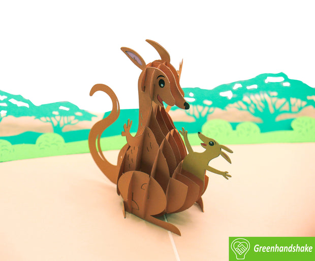 Kangaroo Moments, Pop Up Card, 3D Popup Greeting Cards - Unique Dedicated Handmade/Heartmade Art. Design Greeting Card for all occasion