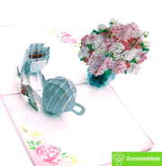 Tea Time with Hydrangeas, Pop Up Card, 3D Popup Greeting Cards - Unique Dedicated Handmade/Heartmade Art. Design Greeting Card for all occasion