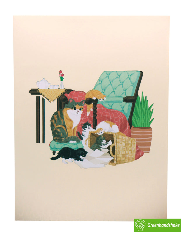 Comfy Cat Moments, Pop Up Card, 3D Popup Greeting Cards - Unique Dedicated Handmade/Heartmade Art. Design Greeting Card for all occasion