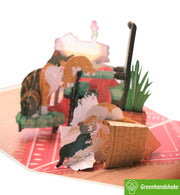 Comfy Cat Moments, Pop Up Card, 3D Popup Greeting Cards - Unique Dedicated Handmade/Heartmade Art. Design Greeting Card for all occasion