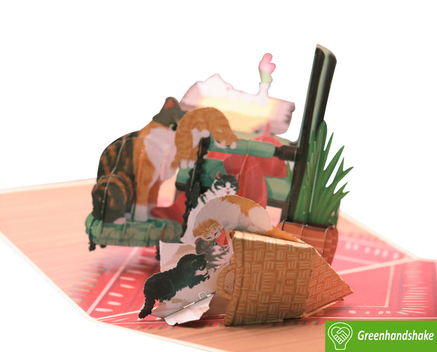 Comfy Cat Moments, Pop Up Card, 3D Popup Greeting Cards - Unique Dedicated Handmade/Heartmade Art. Design Greeting Card for all occasion