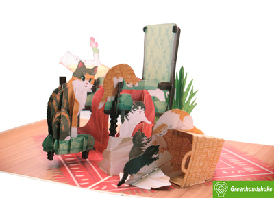Comfy Cat Moments, Pop Up Card, 3D Popup Greeting Cards - Unique Dedicated Handmade/Heartmade Art. Design Greeting Card for all occasion