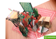 Comfy Cat Moments, Pop Up Card, 3D Popup Greeting Cards - Unique Dedicated Handmade/Heartmade Art. Design Greeting Card for all occasion