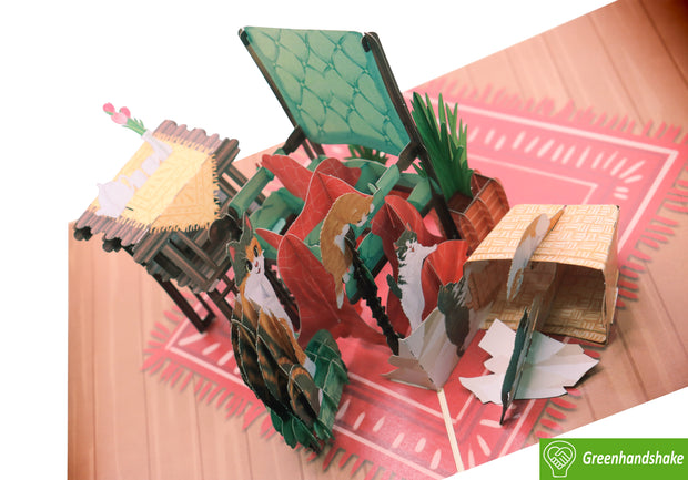 Comfy Cat Moments, Pop Up Card, 3D Popup Greeting Cards - Unique Dedicated Handmade/Heartmade Art. Design Greeting Card for all occasion