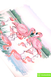 Peaceful Flamingos, Quilling Greeting Card - Unique Dedicated Handmade Art. Design Greeting Card for all occasion by GREENHANDSHAKE