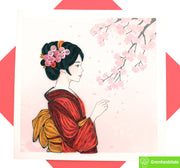Kimono Elegance, Quilling Greeting Card - Unique Dedicated Handmade Art. Design Greeting Card for all occasion by GREENHANDSHAKE