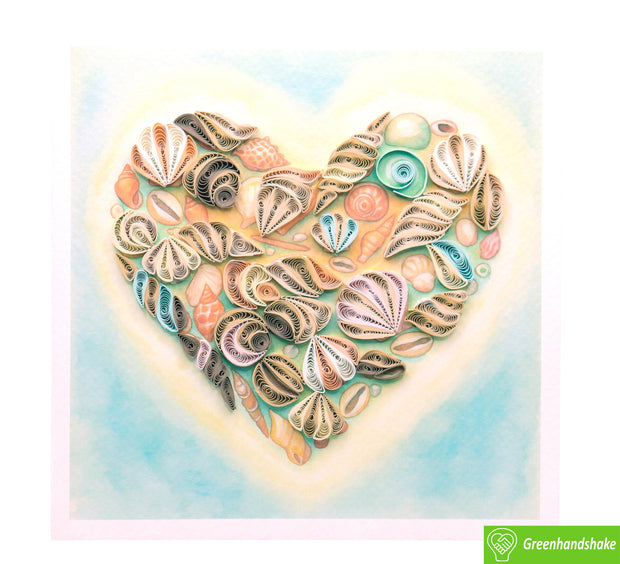 Heart of the Sea, Quilling Greeting Card - Unique Dedicated Handmade Art. Design Greeting Card for all occasion by GREENHANDSHAKE