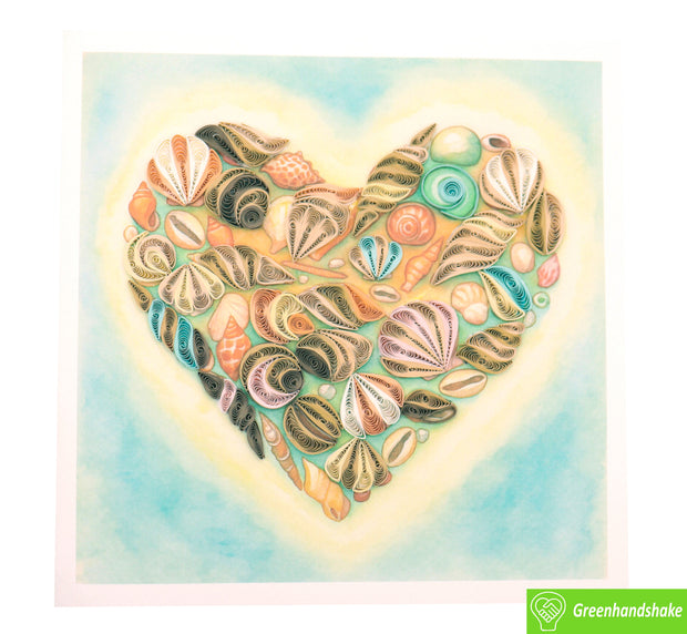 Heart of the Sea, Quilling Greeting Card - Unique Dedicated Handmade Art. Design Greeting Card for all occasion by GREENHANDSHAKE