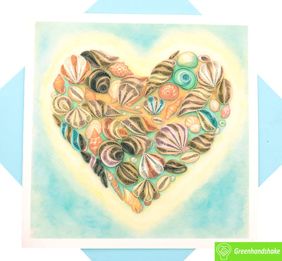 Heart of the Sea, Quilling Greeting Card - Unique Dedicated Handmade Art. Design Greeting Card for all occasion by GREENHANDSHAKE