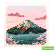 Fuji in Bloom, Quilling Greeting Card - Unique Dedicated Handmade Art. Design Greeting Card for all occasion by GREENHANDSHAKE
