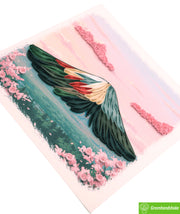Fuji in Bloom, Quilling Greeting Card - Unique Dedicated Handmade Art. Design Greeting Card for all occasion by GREENHANDSHAKE