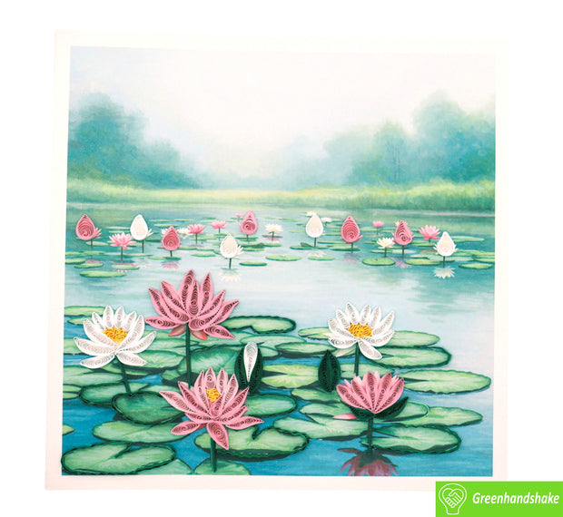 Lotus Reflections, Quilling Greeting Card - Unique Dedicated Handmade Art. Design Greeting Card for all occasion by GREENHANDSHAKE