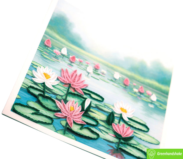Lotus Reflections, Quilling Greeting Card - Unique Dedicated Handmade Art. Design Greeting Card for all occasion by GREENHANDSHAKE