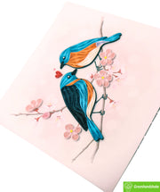 Bluebirds of Happiness, Quilling Greeting Card - Unique Dedicated Handmade Art. Design Greeting Card for all occasion by GREENHANDSHAKE