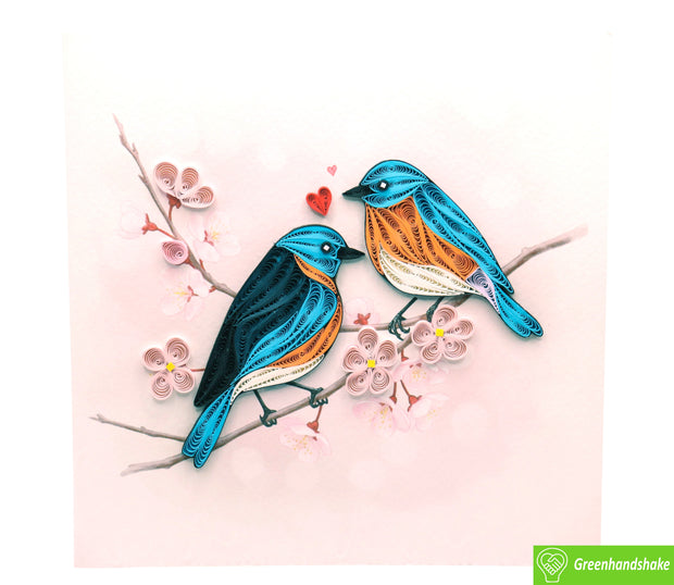 Bluebirds of Happiness, Quilling Greeting Card - Unique Dedicated Handmade Art. Design Greeting Card for all occasion by GREENHANDSHAKE