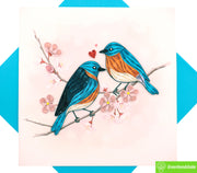 Bluebirds of Happiness, Quilling Greeting Card - Unique Dedicated Handmade Art. Design Greeting Card for all occasion by GREENHANDSHAKE