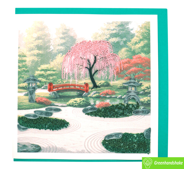 Whispers of Japan, Quilling Greeting Card - Unique Dedicated Handmade Art. Design Greeting Card for all occasion by GREENHANDSHAKE