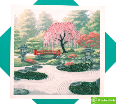 Whispers of Japan, Quilling Greeting Card - Unique Dedicated Handmade Art. Design Greeting Card for all occasion by GREENHANDSHAKE