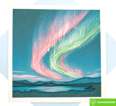 Aurora Magic, Quilling Greeting Card - Unique Dedicated Handmade Art. Design Greeting Card for all occasion by GREENHANDSHAKE