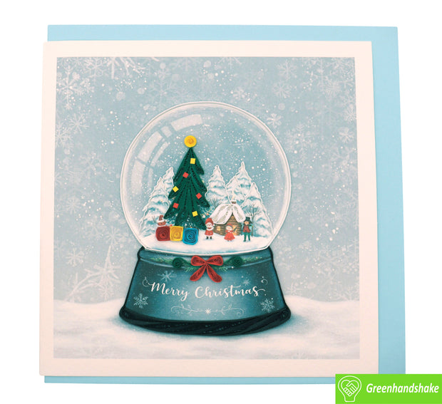Christmas Snow Globe, Quilling Greeting Card - Unique Dedicated Handmade/Heartmade Art. Design Greeting Card for all occasion