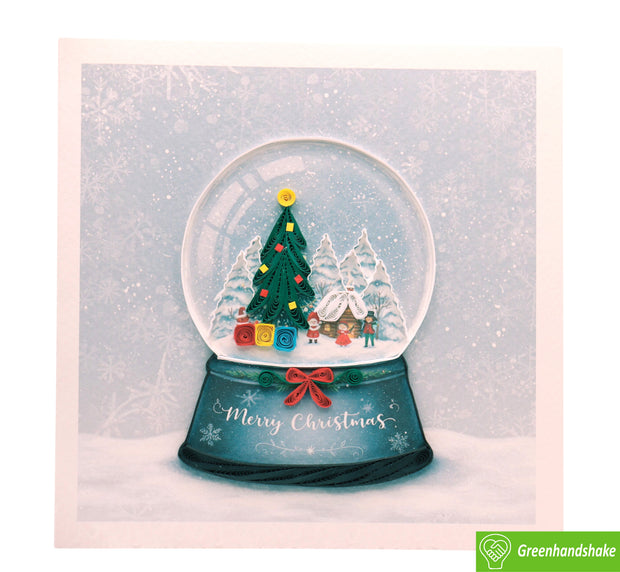 Christmas Snow Globe, Quilling Greeting Card - Unique Dedicated Handmade/Heartmade Art. Design Greeting Card for all occasion