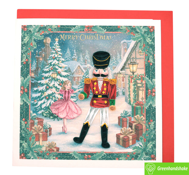 Merry Nutcracker Christmas, Quilling Greeting Card - Unique Dedicated Handmade/Heartmade Art. Design Greeting Card for all occasion