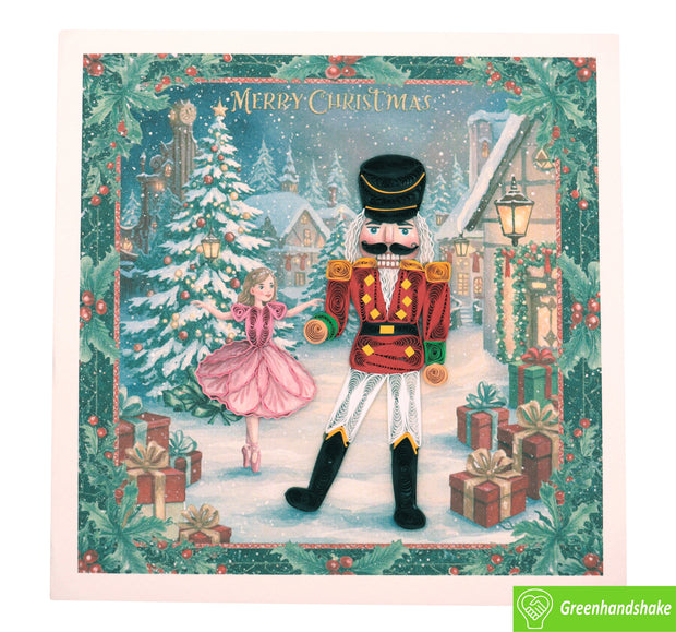 Merry Nutcracker Christmas, Quilling Greeting Card - Unique Dedicated Handmade/Heartmade Art. Design Greeting Card for all occasion