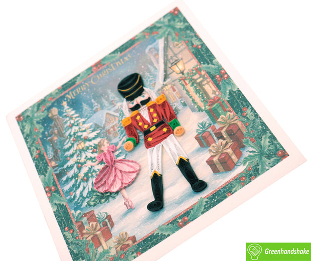 Merry Nutcracker Christmas, Quilling Greeting Card - Unique Dedicated Handmade/Heartmade Art. Design Greeting Card for all occasion