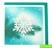 Merry Snowflake, Quilling Greeting Card - Unique Dedicated Handmade/Heartmade Art. Design Greeting Card for all occasion
