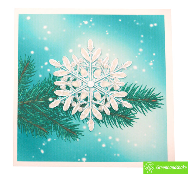 Merry Snowflake, Quilling Greeting Card - Unique Dedicated Handmade/Heartmade Art. Design Greeting Card for all occasion