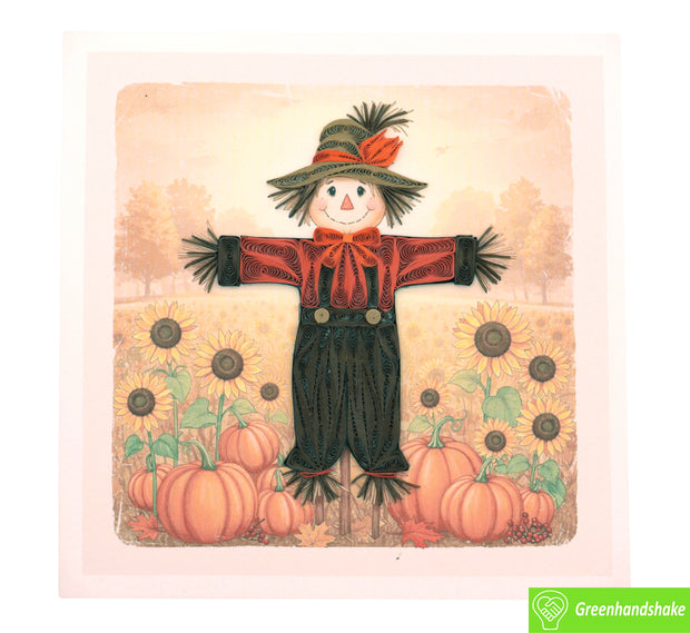 Smiling Scarecrow, Quilling Greeting Card - Unique Dedicated Handmade/Heartmade Art. Design Greeting Card for all occasion