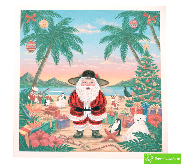 Merry Christmas from the Beach, Quilling Greeting Card - Unique Dedicated Handmade/Heartmade Art. Design Greeting Card for all occasion