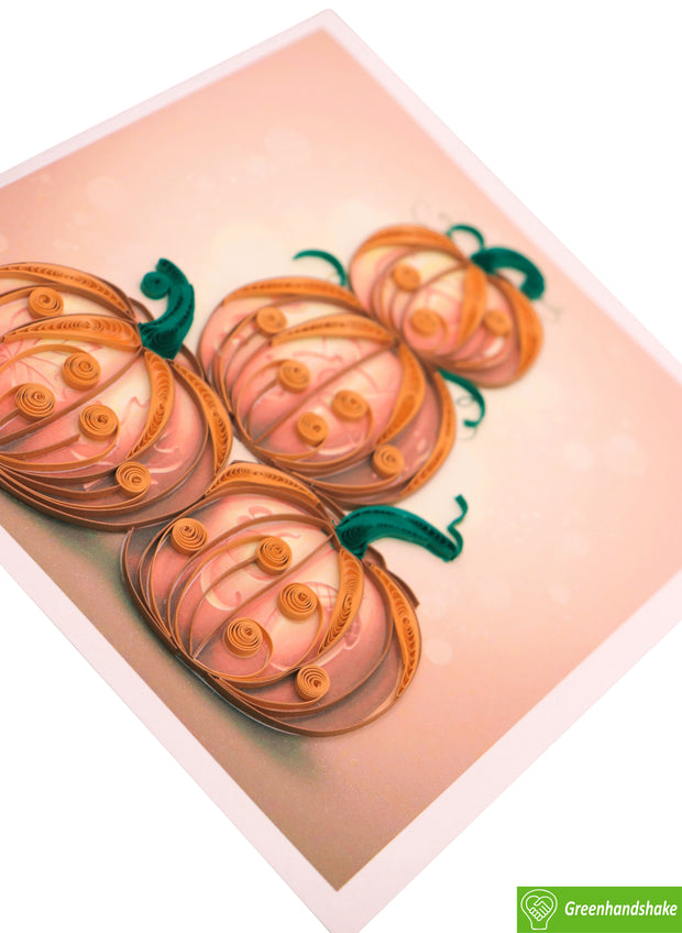 Tower of Pumpkins, Quilling Greeting Card - Unique Dedicated Handmade/Heartmade Art. Design Greeting Card for all occasion