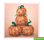 Tower of Pumpkins, Quilling Greeting Card - Unique Dedicated Handmade/Heartmade Art. Design Greeting Card for all occasion
