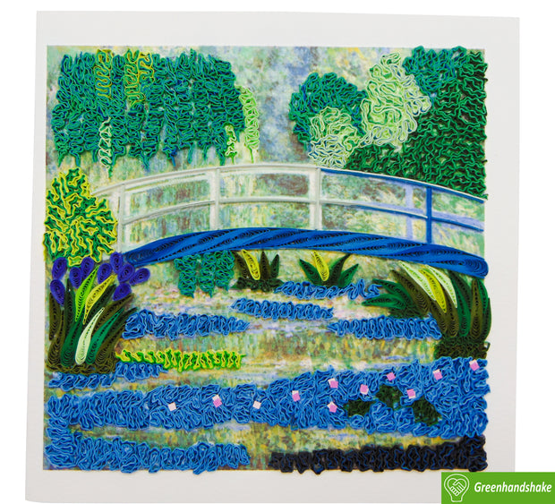 Claude Monet's Water Lilies and Japanese Bridge (1899) Quilling Art Greeting Card - Perfect Gift for Any Occasion. Framable Artwork for Art Lovers. Ideal for Birthdays, Mother's Day, Father's Day & Christmas