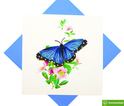 Ulysses butterfly, Quilling Greeting Card - Unique Dedicated Handmade/Heartmade Art. Design Greeting Card for all occasion by GREENHANDSHAKE
