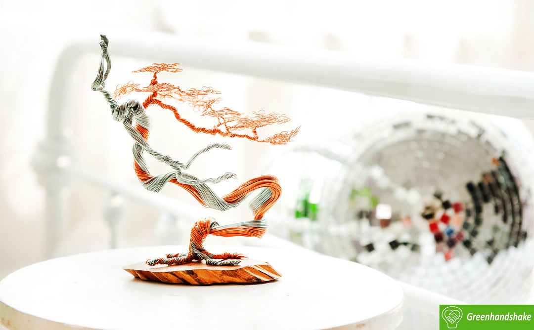 bonsai tree metal wire Mini GOLD Bonsai Copper Wire Tree Sculpture, best gift, handcraft, bra –  GREENHANDSHAKE