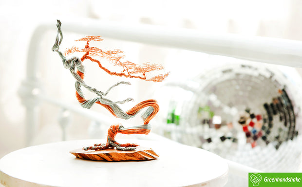 Mini GOLD Bonsai Copper Wire Tree Sculpture, best gift, handcraft, brand new, home decor
