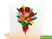 Tulip Bouquet Quilling Greeting Card - Unique Dedicated Handmade/Heartmade Art. Design Greeting Card for all occasion by GREENHANDSHAKE