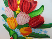 Tulip Bouquet Quilling Greeting Card - Unique Dedicated Handmade/Heartmade Art. Design Greeting Card for all occasion by GREENHANDSHAKE