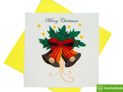 Jingle Bell Quilling Greeting Card - Unique Dedicated Handmade/Heartmade Art. Design Greeting Card for all occasion
