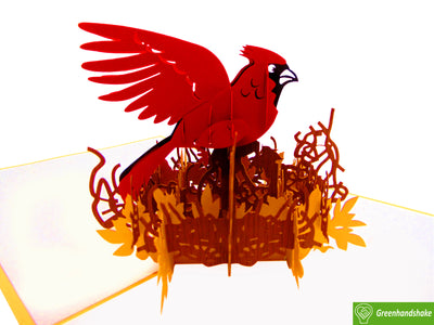 Cardinal bird, Pop Up Card, 3D Popup Greeting Cards - Unique Dedicated Handmade/Heartmade Art. Design Greeting Card for all occasion